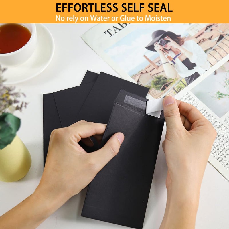 Keketer 200 Pack Cash Envelopes 3.5x6.7 Fit for Envelope Money Saving Challenge, 120 GSM Thick Money Envelopes for Cash, Budgeting, Check, Coin, Tickets, Jewelry, small items & collectables (Black) - Image 3